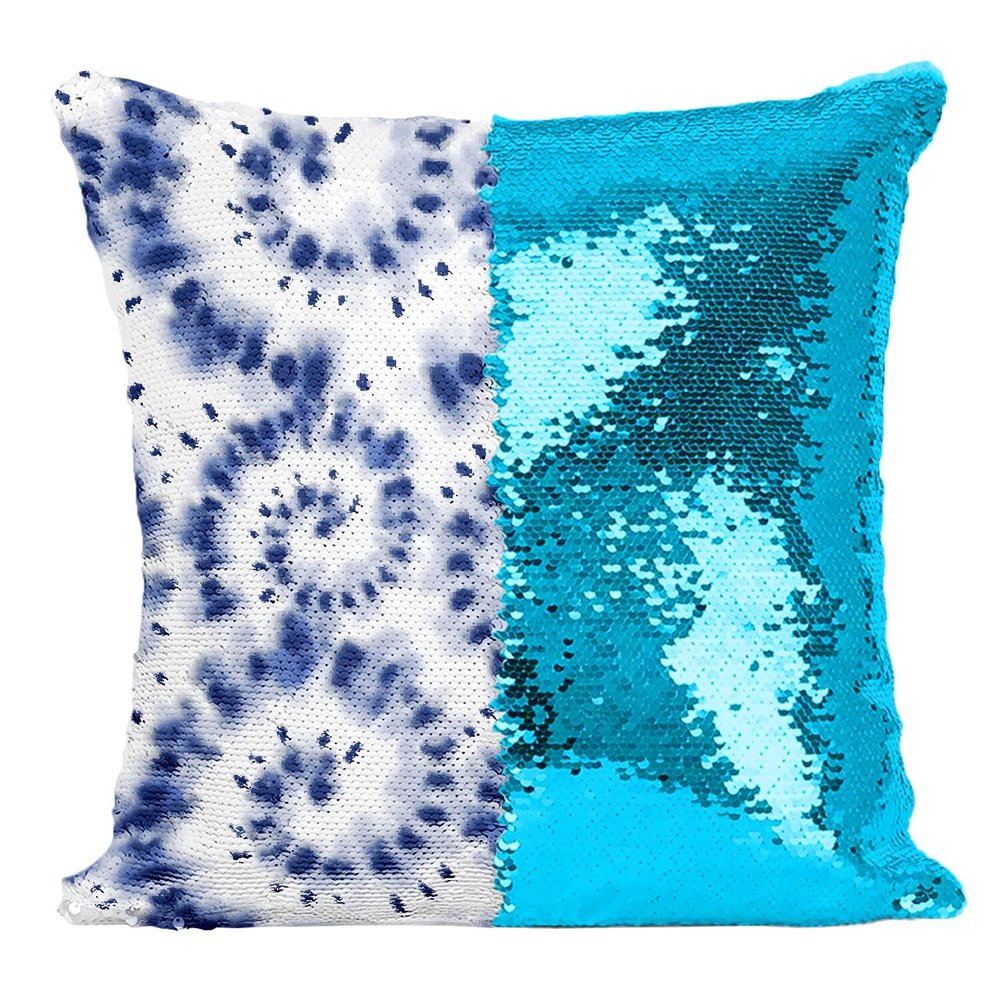 Fabulous Turquoise Shibori Tie-Dye Sequin Pillow