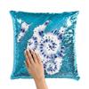 Fabulous Turquoise Shibori Tie-Dye Sequin Pillow view 2