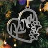 Personalized Gloss Gray Heart & Paw Print Christmas Tree Ornament view 1