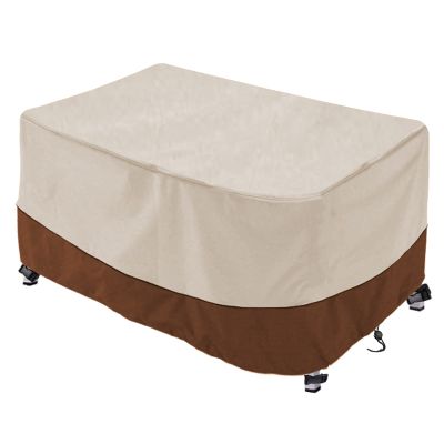 Rectangular Patio Furniture Cover, 420D Oxford Fabric, Waterproof and Windproof, Beige + Coffee, 190 x 110 x 100 cm