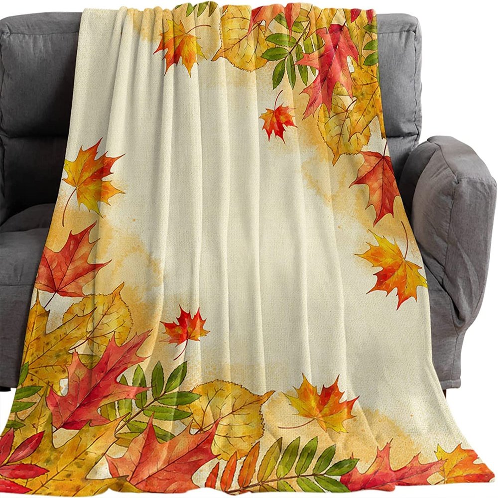 Cozy Blanket 80 x 150 cm, 3D Autumn Maple Leaf Flannel Fleece Throw