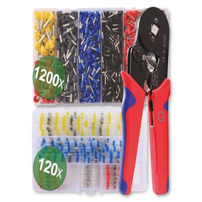 Quadrios 22T008 Ferrule Crimping Pliers Set, 0.25–10 mm, with Ferrule Assortment