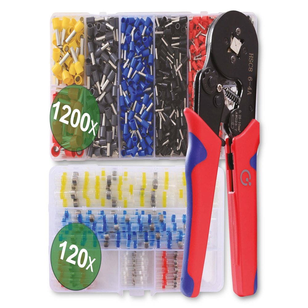 Quadrios 22T008 Ferrule Crimping Pliers Set, 0.25–10 mm, with Ferrule Assortment
