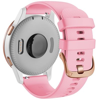 AEMALL 18/20 mm Silicone Band for Garmin Vivoactive 3/4S, Venu, Forerunner 645/245, Pink, 20 mm