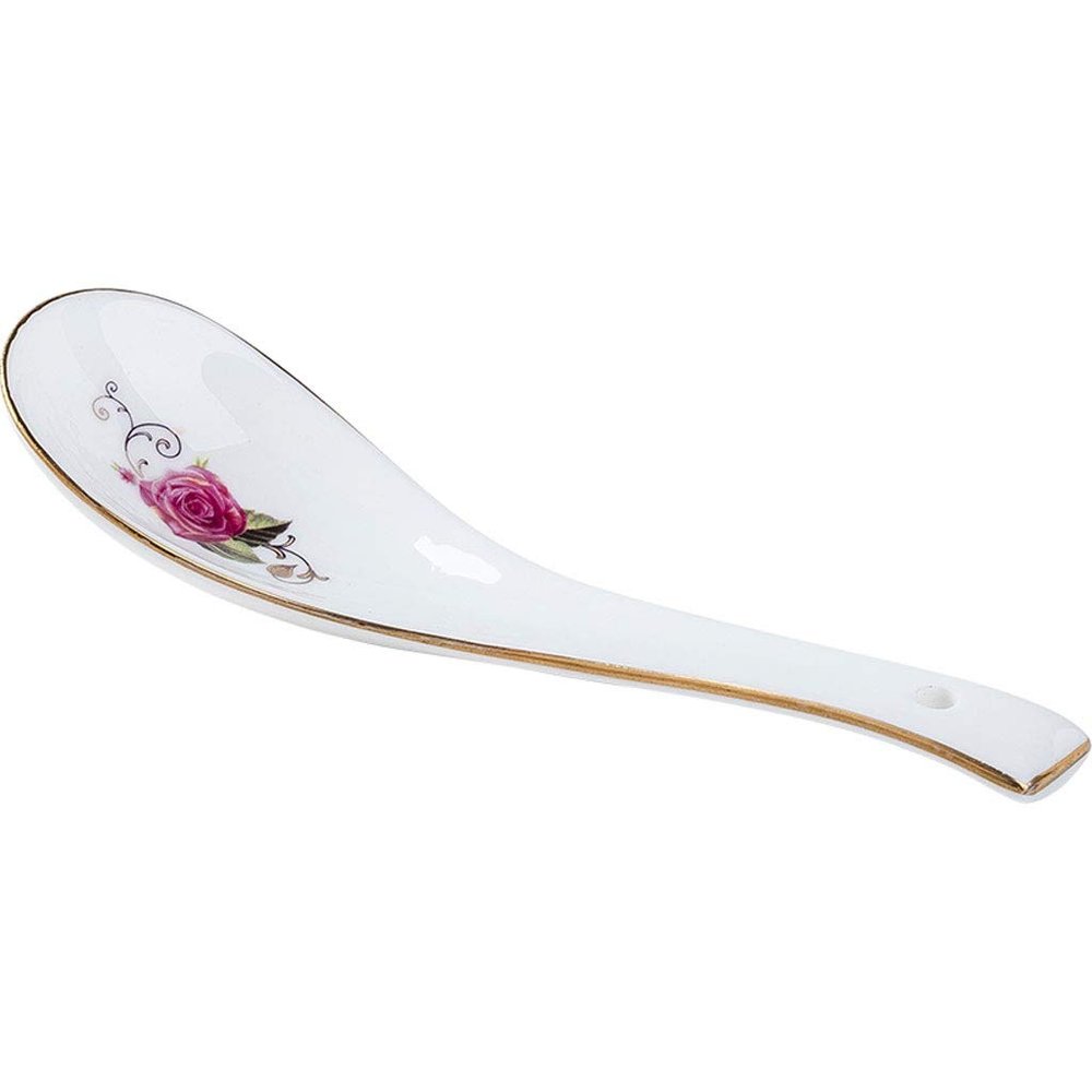 HIHELO 10-Piece Bone China Soup Spoon Set, 5.3-Inch