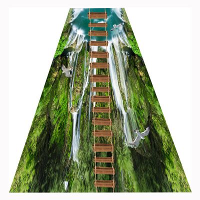Siunwdiy 3D Hallway Runner Rug, Washable Non-Slip, Green, 80 x 200 cm
