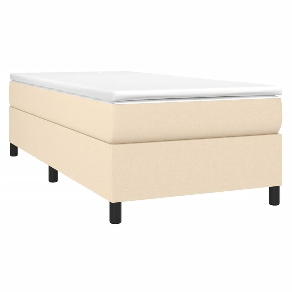 vidaXL Box Spring Bed Frame Cream 100x200 cm Fabric