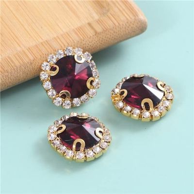 XINGMA 10-Piece Colorful Round Glass Stones for Sewing, Gold-Tip Claw Crystal Flatback Red Rhinestones