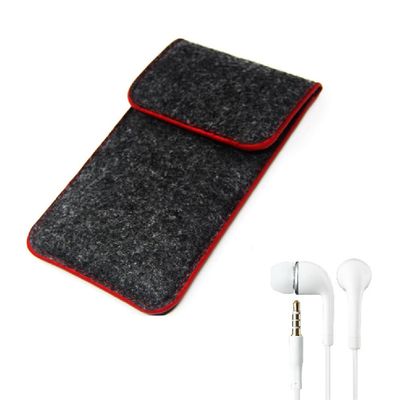 K-S-Trade Felt Protective Pouch for Oukitel C25, Red Trim