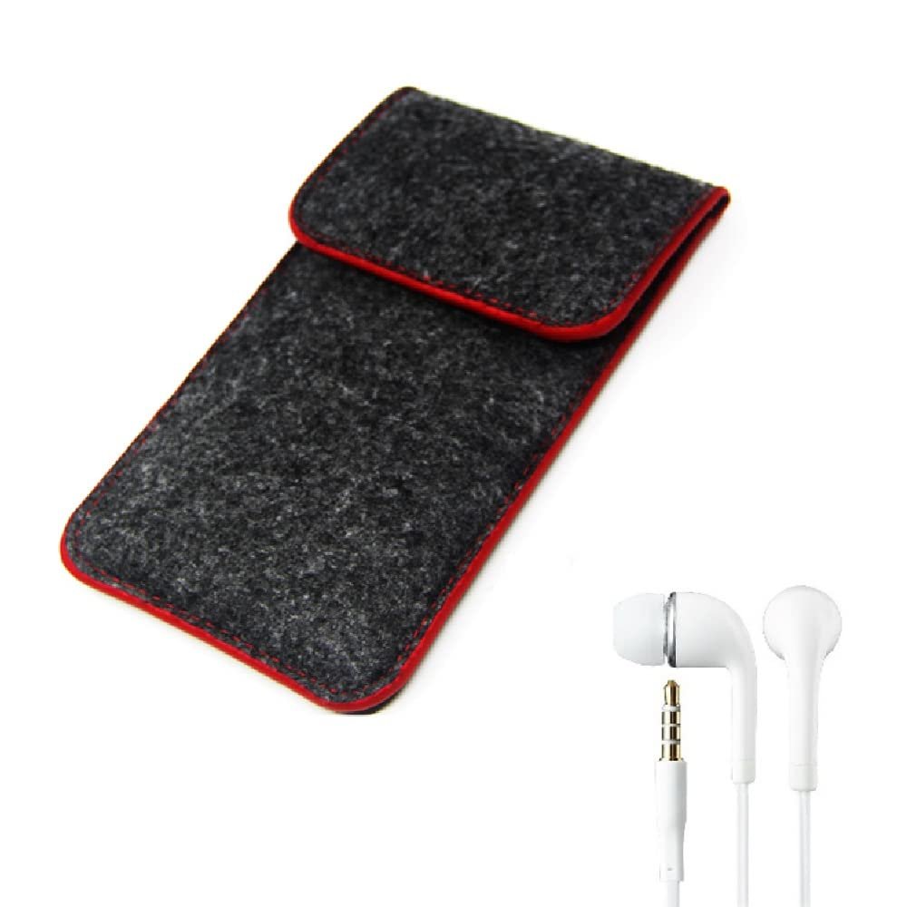K-S-Trade Felt Protective Pouch for Oukitel C25, Red Trim