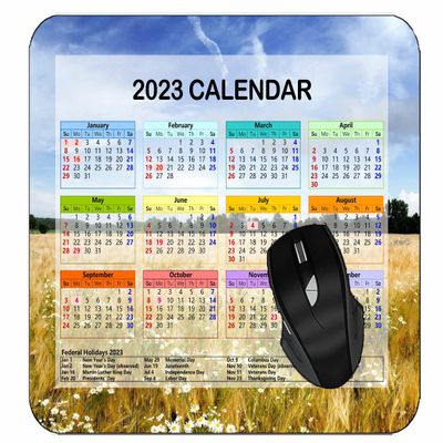 YENDOSTEEN 2025 Calendar Mouse Pad with Holidays, Blurred Flower Petals and Grass, Non-Slip Rubber for Office, Computer, Laptop