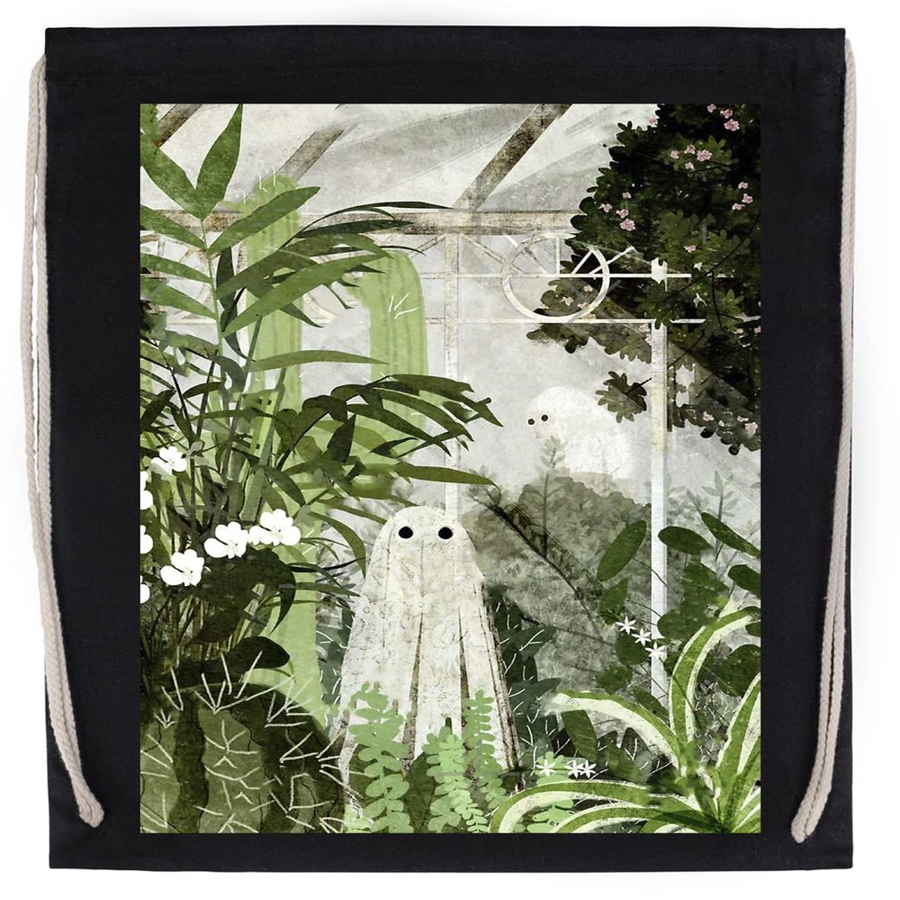 Capzy Once Again a Ghost in the Greenhouse Drawstring Sport Bag, Black