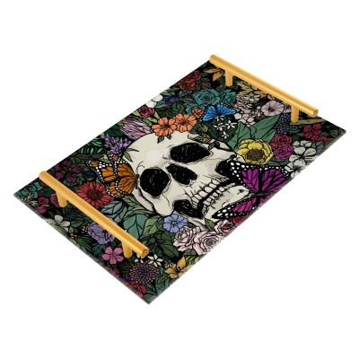 Decorative Skeleton Flowers Tray with Handles