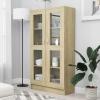 Display Cabinet with 4 Compartments and 2 Glass Doors, Sonoma Oak Look view 1