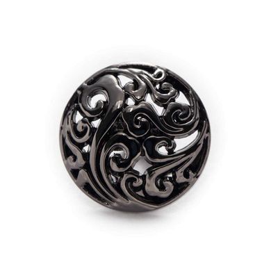 GASELO DIY Craft Sewing Buttons, 5 Round Hollow Metal Buttons for Sewing, Scrapbooking, Jackets, Suits and Sweaters, Gold, 18 mm (Color: Black)