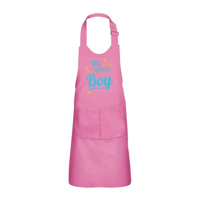 Fabulous Pink Kids' Apron with 2 Pockets – 9th Birthday Boy Party Gift, Top Quality
