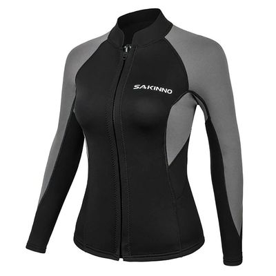 Women's 2 mm Neoprene Wetsuit Jacket, Long Sleeve, Front Zipper