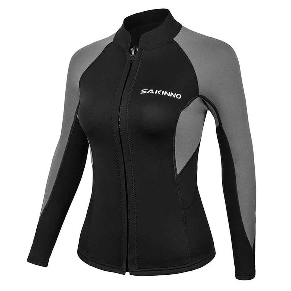 Women's 2 mm Neoprene Wetsuit Jacket, Long Sleeve, Front Zipper