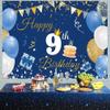 9th Birthday Decorations for Boys and Girls, Rose Gold Happy 9th Birthday Fabric Banner view 3