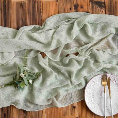 AOKSUNOVA Cheesecloth Muslin Table Runner, Wedding Decor, Eucalyptus Green