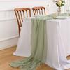 AOKSUNOVA Cheesecloth Muslin Table Runner, Wedding Decor, Eucalyptus Green view 2