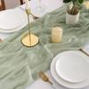 AOKSUNOVA Cheesecloth Muslin Table Runner, Wedding Decor, Eucalyptus Green view 3