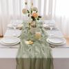 AOKSUNOVA Cheesecloth Muslin Table Runner, Wedding Decor, Eucalyptus Green view 4
