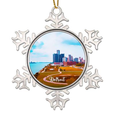 Detroit, USA City Christmas Tree Ornament, Michigan Souvenir Snowflake