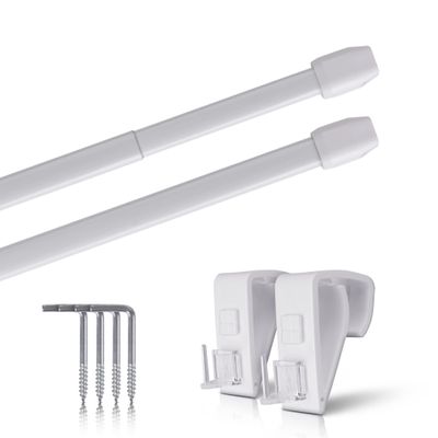 Bestlivings No-Drill Cafe Curtain Rods, 2-Pack, 60–90 cm, Pearl White