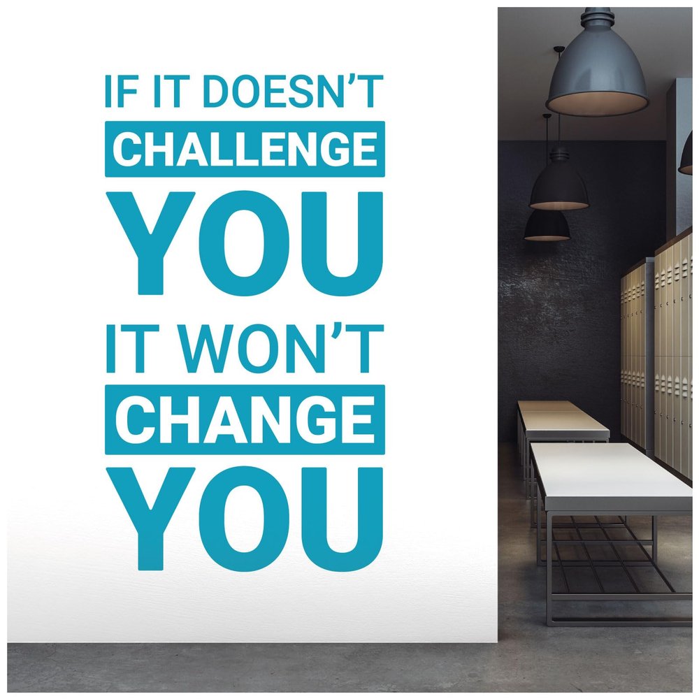 Wall Sticker with “If It Doesn’t Challenge You, It Won’t Change You” Quote – Company Office, Conference Room, Business Wall Decal [Sky]