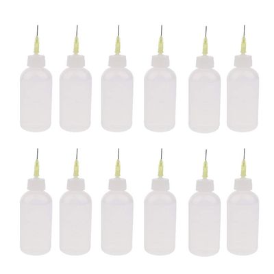 12-Pack 50 mL Glue Applicator Bottles with Precision Needle Tips