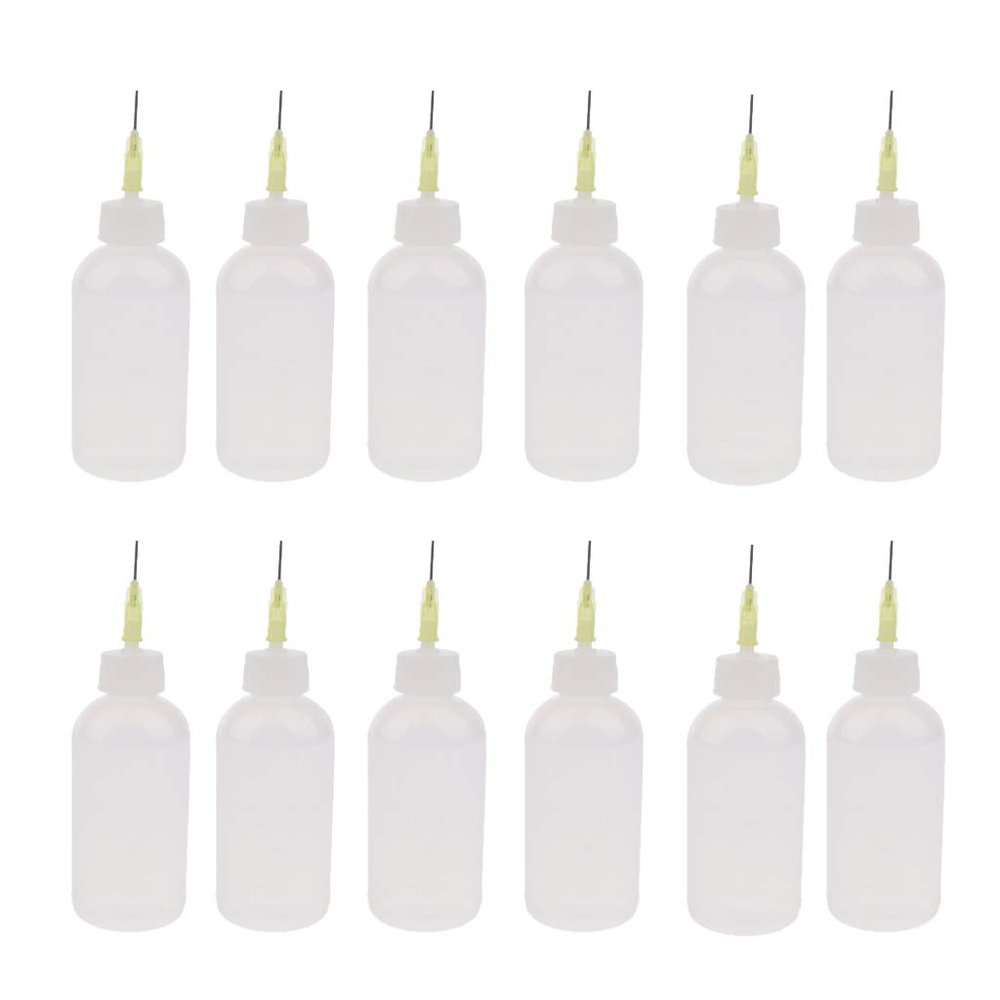 12-Pack 50 mL Glue Applicator Bottles with Precision Needle Tips