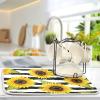 Sunflower Striped Dish Drying Mat, Black and White, 18 x 24 in view 2