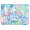 Absorbent Polyester Dish Drying Mat, 16 x 18 in, Pink Flamingos & Tropical Plants view 1