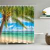 Yishui Art Washable Shower Curtain, Beach Landscape Print, Waterproof Polyester, 120 x 213 cm (47 x 84 in) view 1