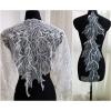 HXSCOO 1-Yard Gold, Silver and White Bridal Dress Lace Fabric Patch, 47 cm Wide (Color: White Fabric) view 4
