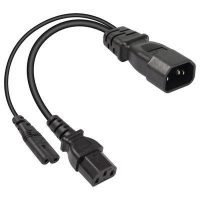 CERRXIAN 1 ft C14 to C7 + C13 Y-Splitter Power Cable