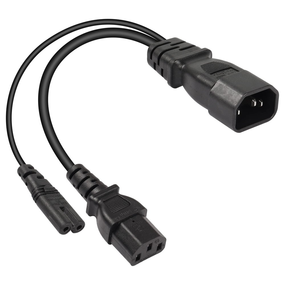 CERRXIAN 1 ft C14 to C7 + C13 Y-Splitter Power Cable