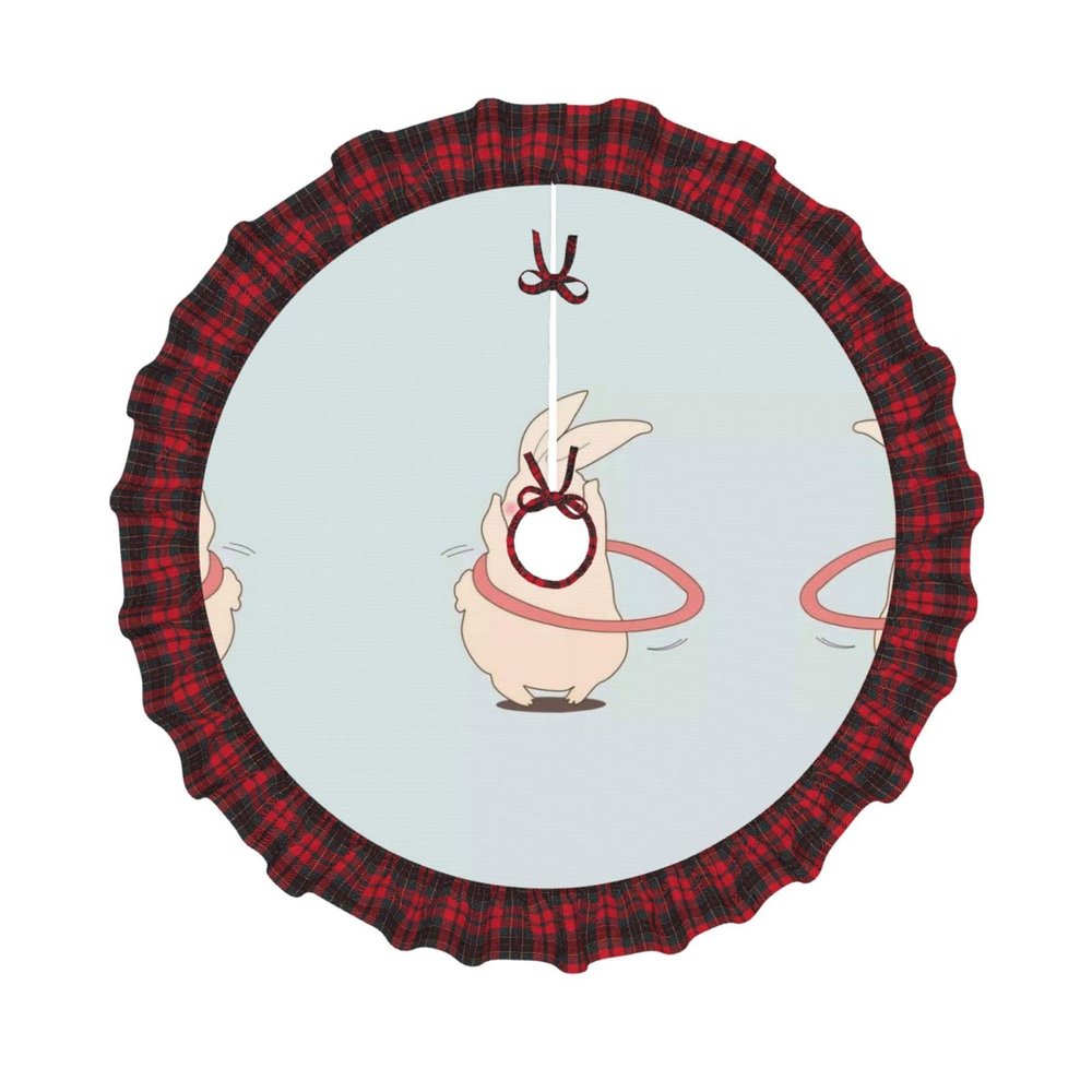 Rabbit Sports Plaid Christmas Tree Skirt, 76.2 cm, 91.4 cm, 122.9 cm Diameter