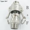 Aurorad 1/2" DN15 Camlock Coupling Socket Adapter, BSPT End, 304 Stainless Steel Pipe Fitting, Homebrew Fitting (Color: B and F, Size: DN15) view 2