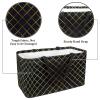 Rectangular Shopping Basket, Fabric Storage Box, Crosshatch Pattern, Black and Gold Plaid view 2