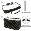 Rectangular Shopping Basket, Fabric Storage Box, Crosshatch Pattern, Black and Gold Plaid view 3