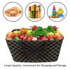 Rectangular Shopping Basket, Fabric Storage Box, Crosshatch Pattern, Black and Gold Plaid view 4