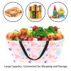 Rectangular Folding Shopping Basket, Light Pink Memphis Pattern view 4