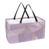 Rectangular Fabric Shopping Basket, Geometric Polygon Pattern, Purple Gold Line view 1