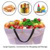Rectangular Fabric Shopping Basket, Geometric Polygon Pattern, Purple Gold Line view 4