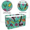Rectangular Shopping Basket, Fabric Storage Box, Happy Skull Mexican Elements Green view 2