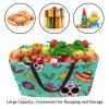 Rectangular Shopping Basket, Fabric Storage Box, Happy Skull Mexican Elements Green view 4