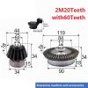 1:3 Bevel Gear Set, Module 2, 20T/10 mm + 60T/12 mm, 90° Steel Drive view 2