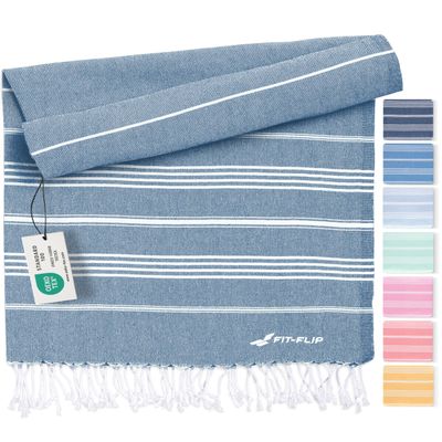Fit-Flip 100% Cotton Turkish Towel, Absorbent and Quick-Drying